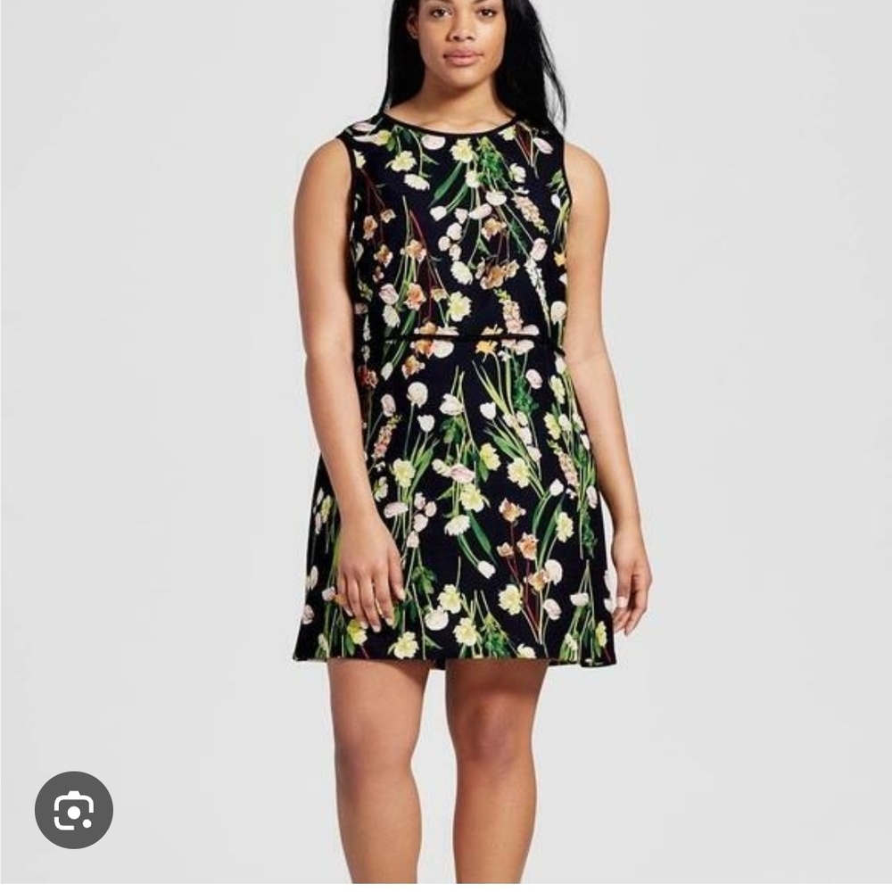Victoria Beckham for Target Black and Green Sleeveless A-Line Dress